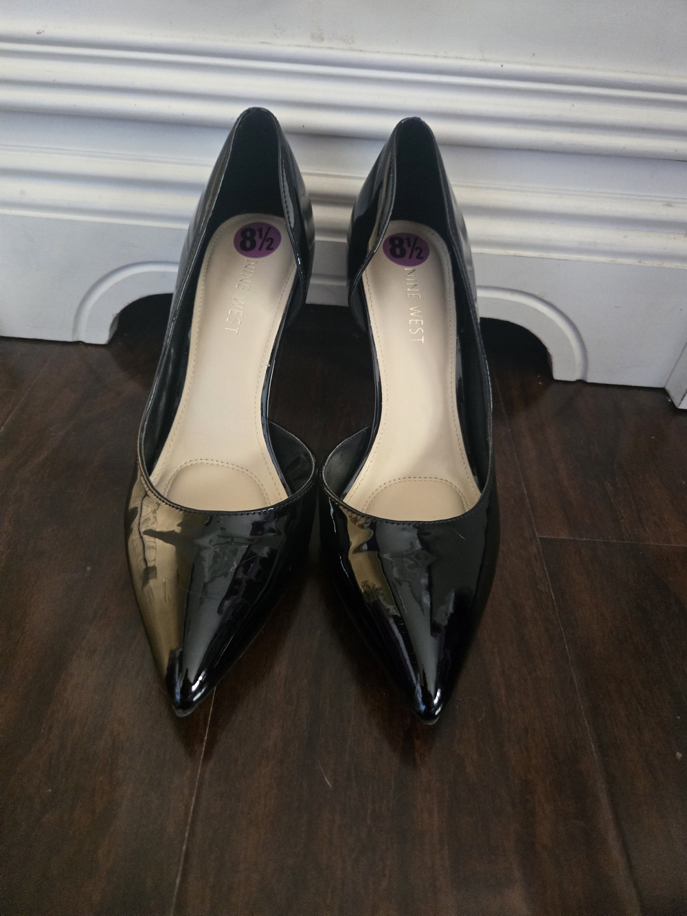Nine West Black Patent Pointed-Toe Pumps Size 8.5 - Picture 2 of 7